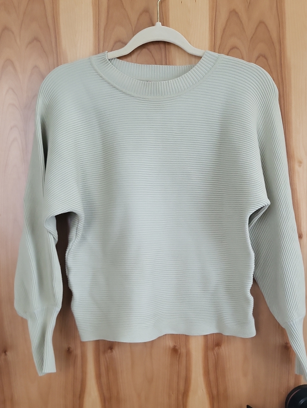 Pink Rose Ribbed Crewneck Sweater in Sage